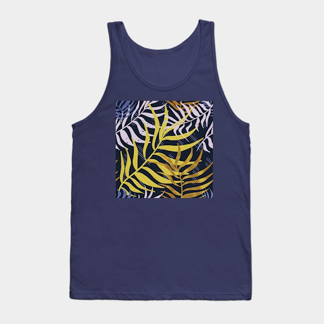 Blue Tropical Leaves Pattern Tank Top by Suneldesigns